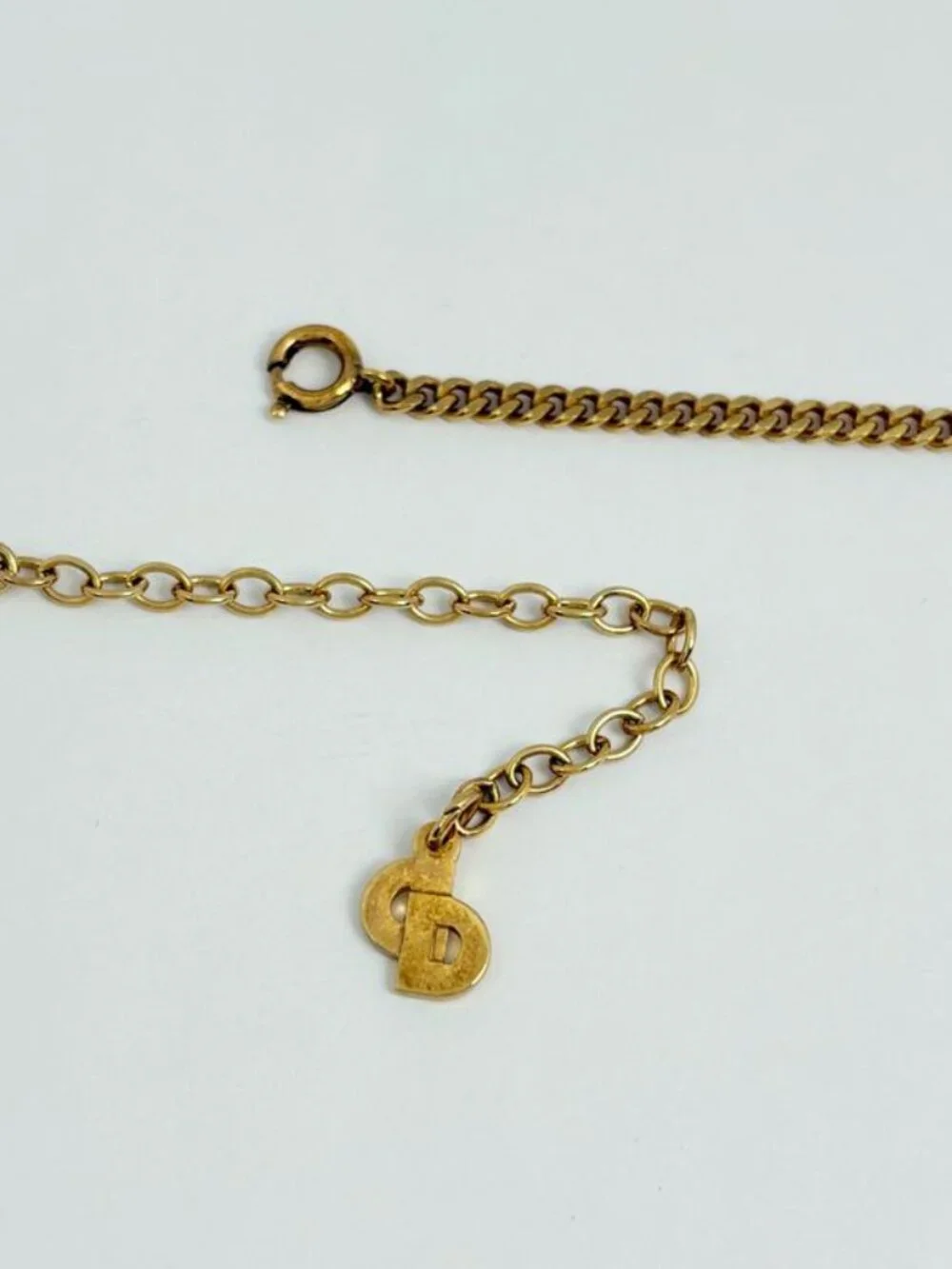 Dior Rhinestone Necklace CD Gold Plated - Picture 3 of 5